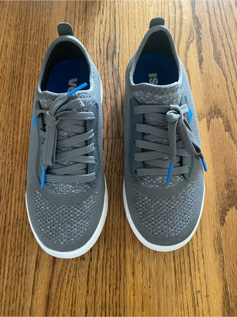 Vessi Women's Gray Knit Sneakers with Blue Accents
